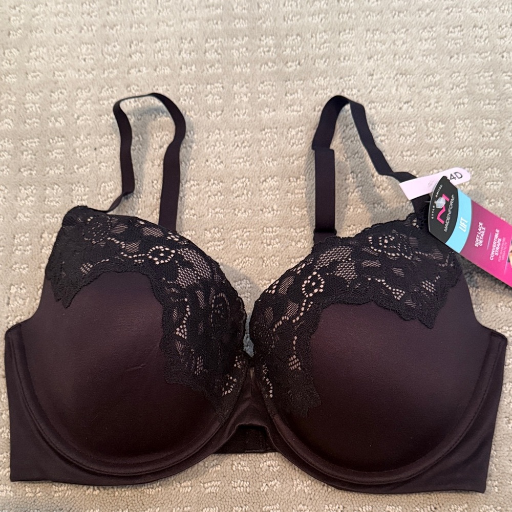 New Maidenform Black Lace Convertible 34 D Bra